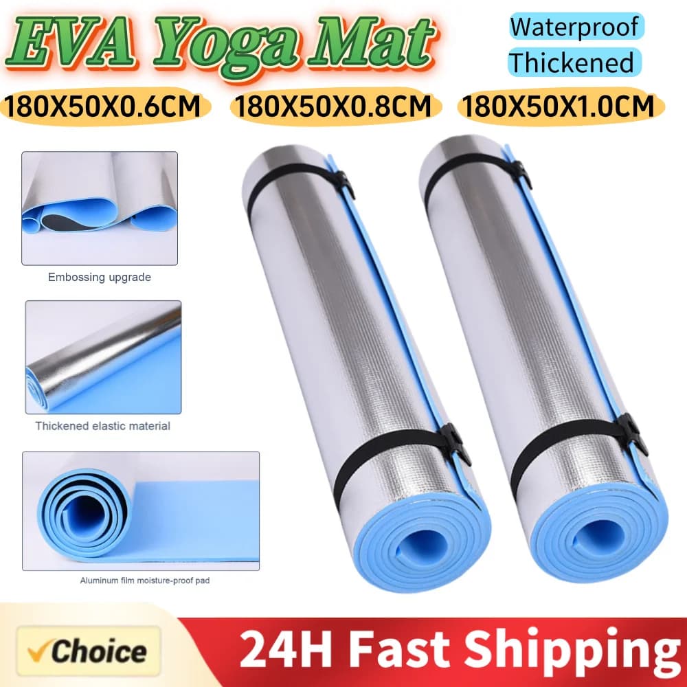 Waterproof yoga mat, EVA exercise mat, exercise mat with aluminum membrane thickened, portable, multifunction, for camping, picnic