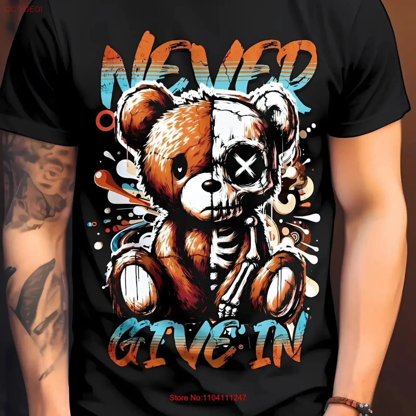 Never Give In Pop Culture T Shirt Streetwear Trendy Unico per la moda Top Cool Apparel Hipster vintage Grafica lavata Casual