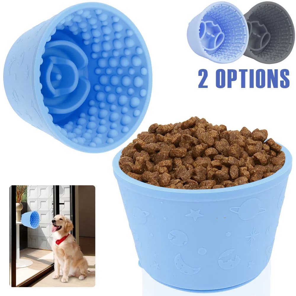 1/2 pezzi ciotole per cani in silicone ciotole per mangiatoia lenta per cani antisoffocamento con fondo a ventosa ciotole per leccare animali domestici resistenti alla temperatura
