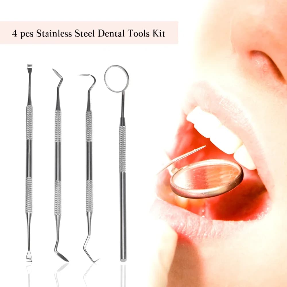 4 pz/set Tartaro Raschietto Scaler Rimozione Placca Strumento di Pulizia Dei Denti Dentista Kit di Igiene Dentale Rimozione del Calcolo Dentale Igiene Orale