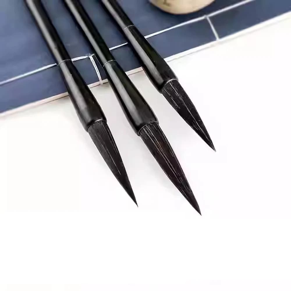 Art Supplies, 5Pcs Bear Hair Calligraphy Brush Set, High-Elasticity for Cursive & Regular Script,Handmade for Chinese Painting