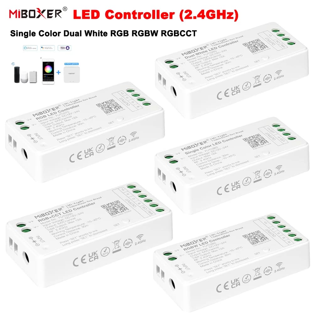 Miboxer FUT035S FUT036S FUT037S FUT038S FUT039S Controller LED da 2,4 GHz Dimmer per striscia luminosa RGB RGBW RGB + CCT a colori singoli/doppi