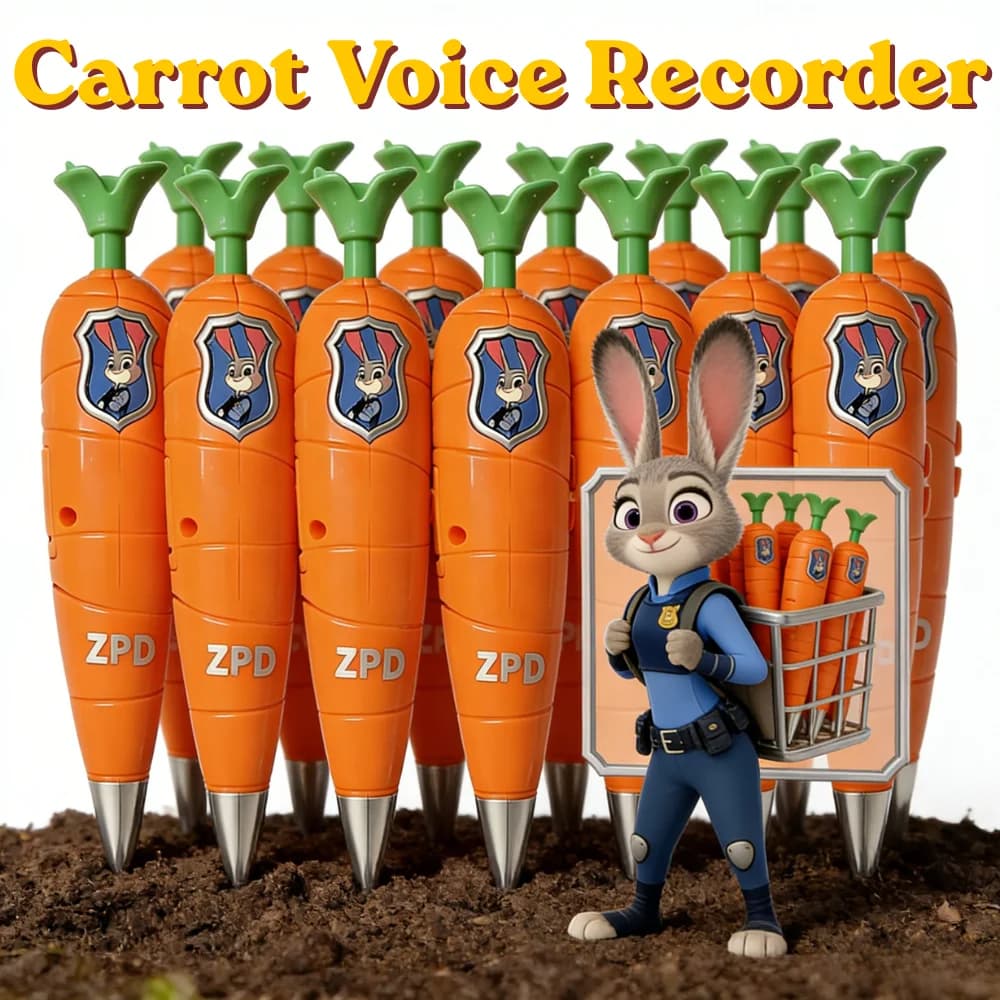 Ingrosso 10/20/30 Pezzi Zootopia 2 Penna Registratore a Forma di Carota, Accessori Cosplay Judy, Cancelleria per Bambini, Mini Penna Gel 2-in-1 con Registrazione 60s