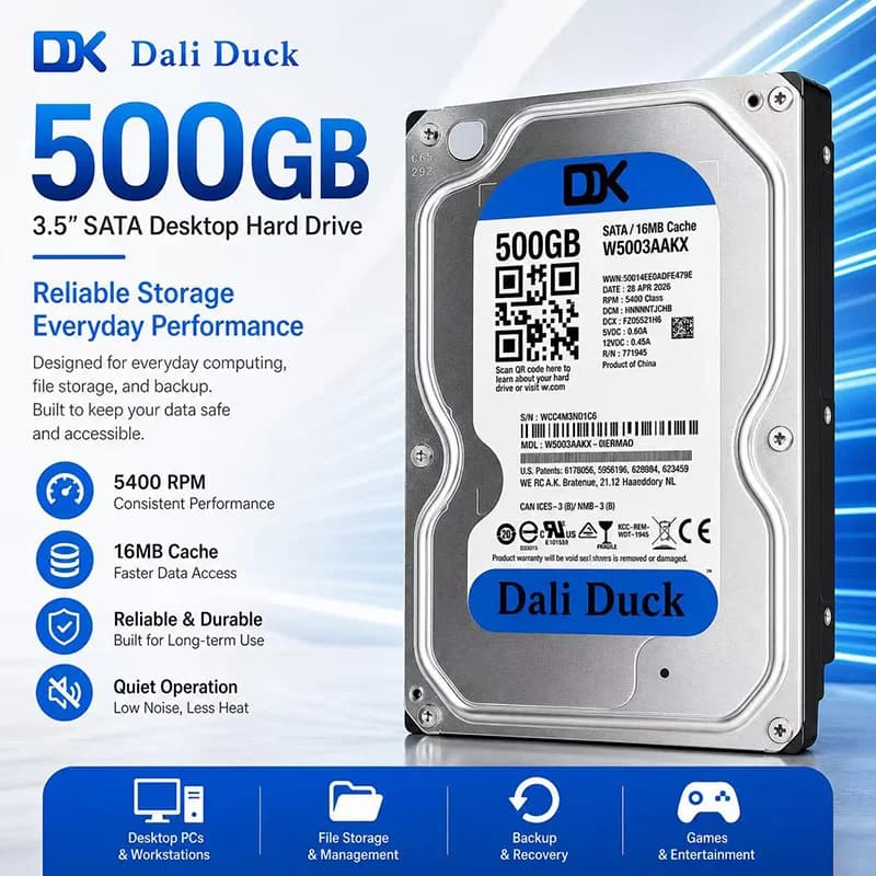 Disco rigido DaliDuck HDD da 500 GB SATA 6.0 Gb/s da 3,5 pollici per sistema di sicurezza, videoregistratore, disco rigido SSD