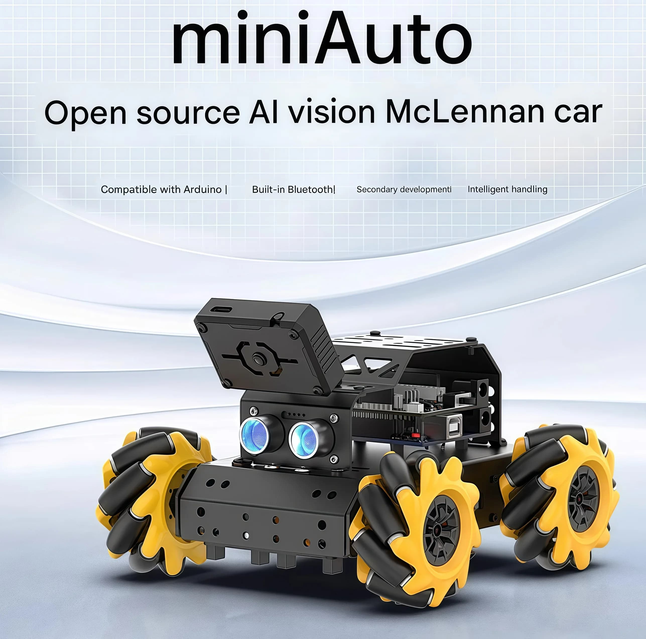 Arduino smart car miniAuto omnidirezionale McWheel AI riconoscimento visivo monitoraggio robot di programmazione