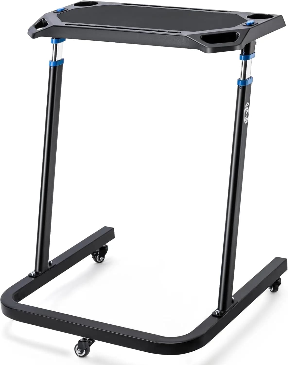 Scrivania per Ciclismo Indoor ad Altezza Regolabile con Supporto per Laptop, Superficie Antiscivolo, Ruote Bloccabili per Fitness Portatile