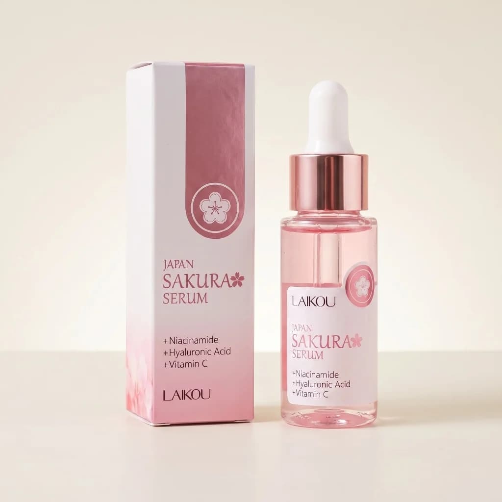 Sakura Facial Serum Niacinamide Hyaluronic Acid Vitamin C Deep Hydrating Brighten Dull Skin Refine Pores Daily Skincare Essence