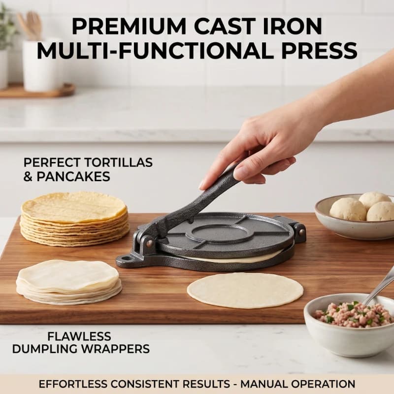 Portable Hand Press Dumpling Skin Maker Durable Aluminum Alloy Manual Tortilla Press Home Kitchen Dough Flattening Equipment