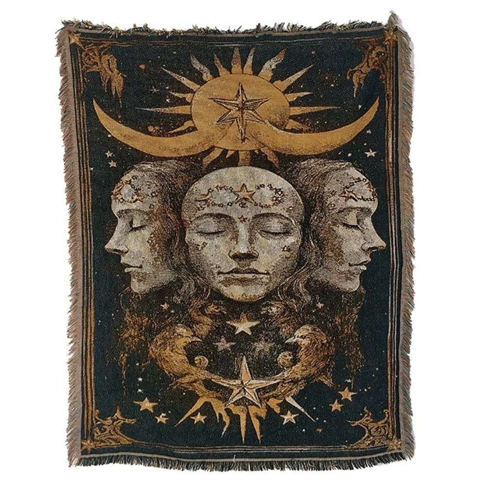 Coperta tessuta Sole Luna Dio Paese americano Retro Jacquard Divano Lancio Cuscino antipolvere Cuscino per tappeti Tessile Dropshipping