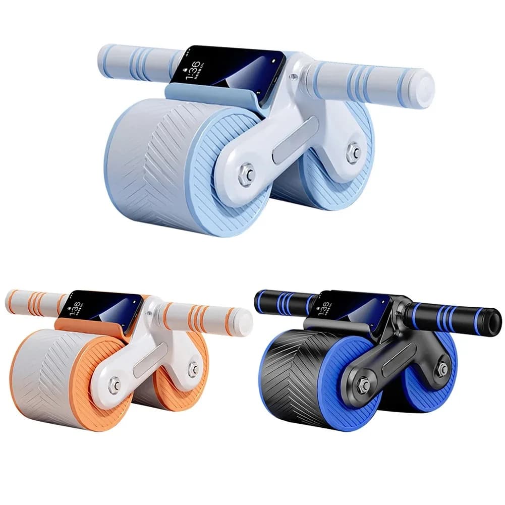 Abdominal Wheel Extruder Double Wheel Design Abdominal Trainer Automatic Rebound Anti-slip Fitness Equipment at home