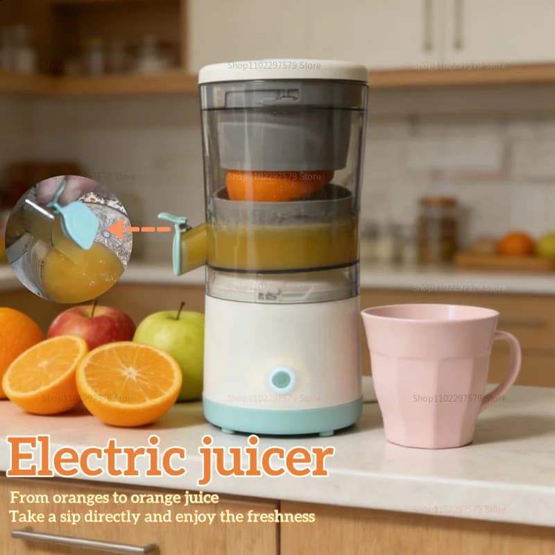 Frullatore Elettrico Portatile Ricaricabile USB, Mixer Domestico per Succhi di Frutta con Separazione, Pressa a Spirale Bidirezionale