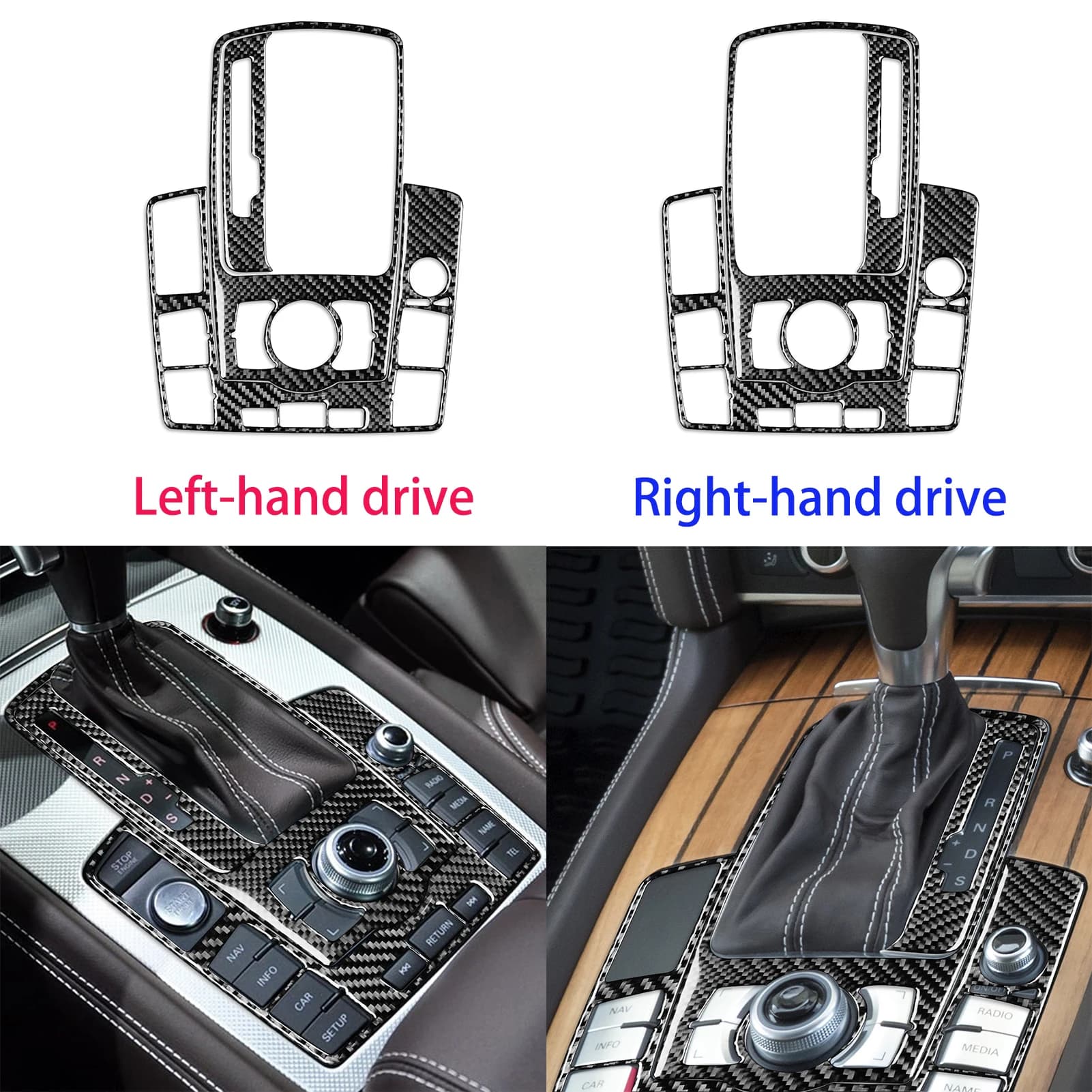 Per Audi Q7 2007-2015 Refit Interno In Fibra di Carbonio Pannello Del Cambio Lunetta Set Grano di Legno Trim Accessori Adesivi