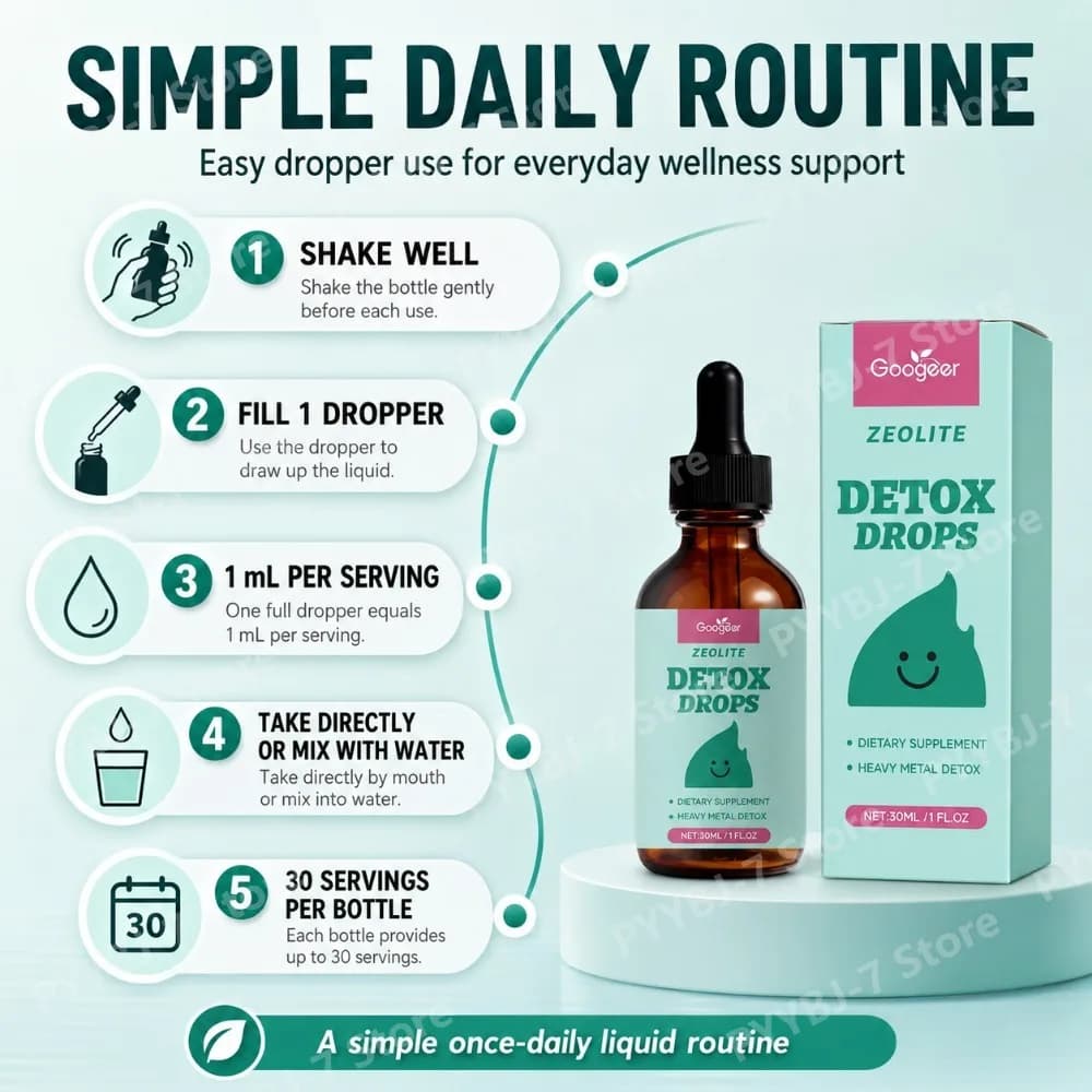 Googeer Gocce di Zeolite Liquida con Vitamina B12 D3, 30ml Formula Quotidiana per il Benessere, Integratore Dietetico Detox