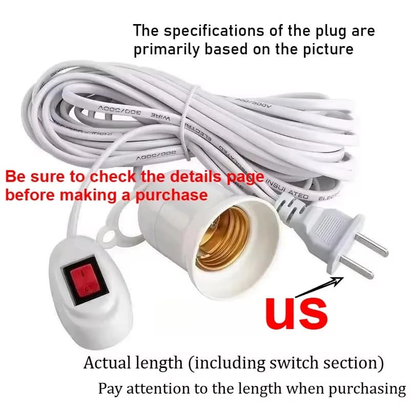 Basi lampada universali con interruttore Adattatore portalampada a LED E27 Portalampada a vite Accessori Strumenti Sospensione a due spine