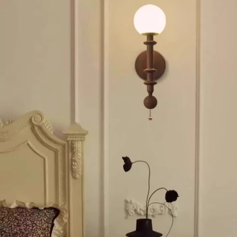 Lampada da parete vintage francese Lampada da comodino per camera da letto Lampadario americano Soggiorno Specchio frontale con interruttore a cavo Apparecchi di illuminazione