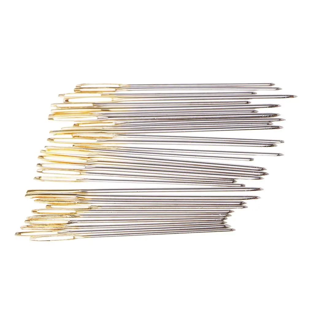 Set di aghi per cucire, occhi grandi, dimensioni assortite, kit da ricamo a mano in ferro per punto croce, lavorazione fai da te e maglieria
