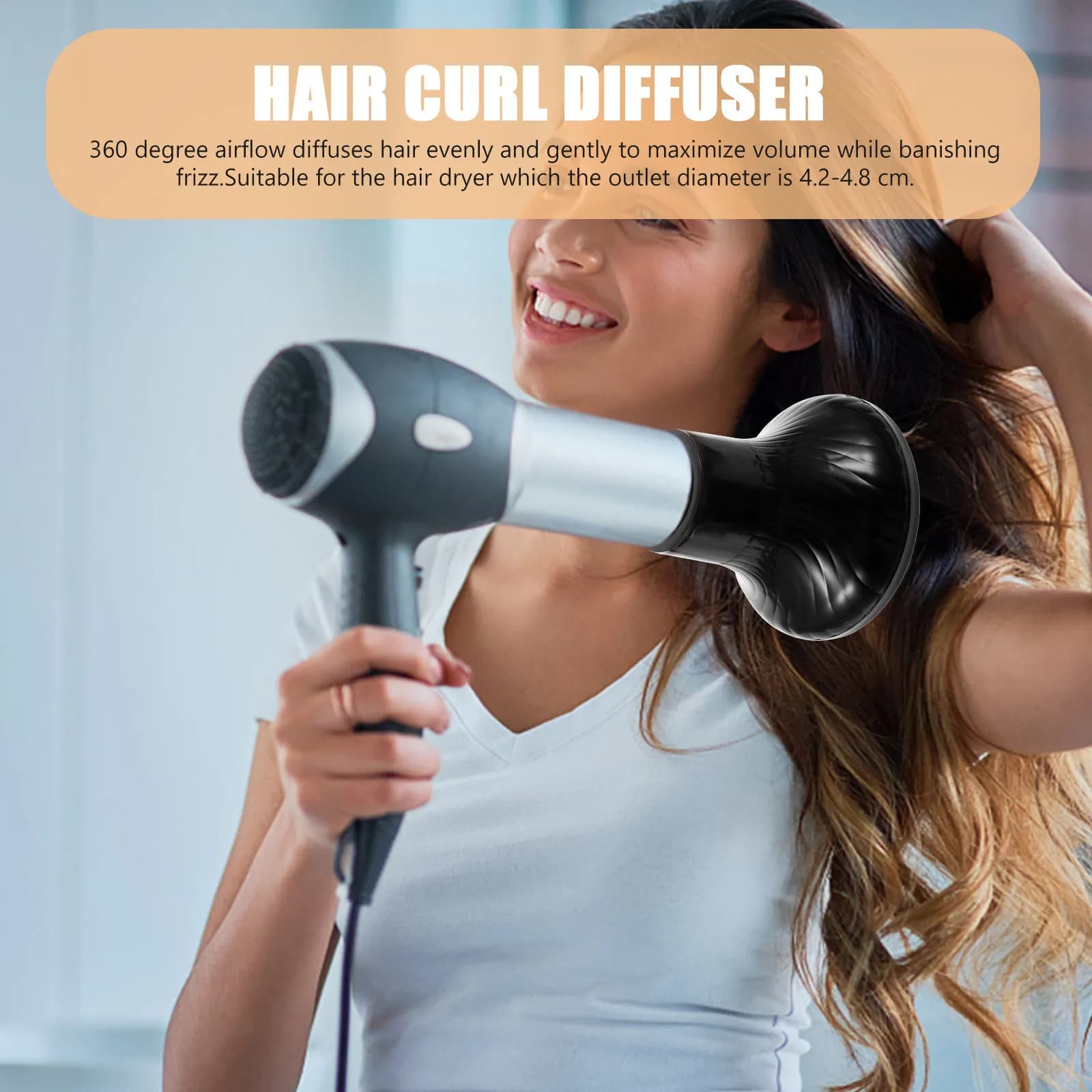 Diffusore Professionale per Asciugacapelli per Uso Domestico e Salone, Flusso d'Aria Uniforme a 360 Gradi, Accessorio per Styling Senza Crespo, Compatibile