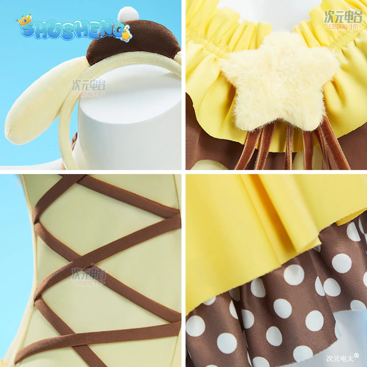 Pudding Series Light Yellow Cute Doggy Swimsuit Cosplay Costume Anime Game Hot Spring Swimwear For Women Party beach dress