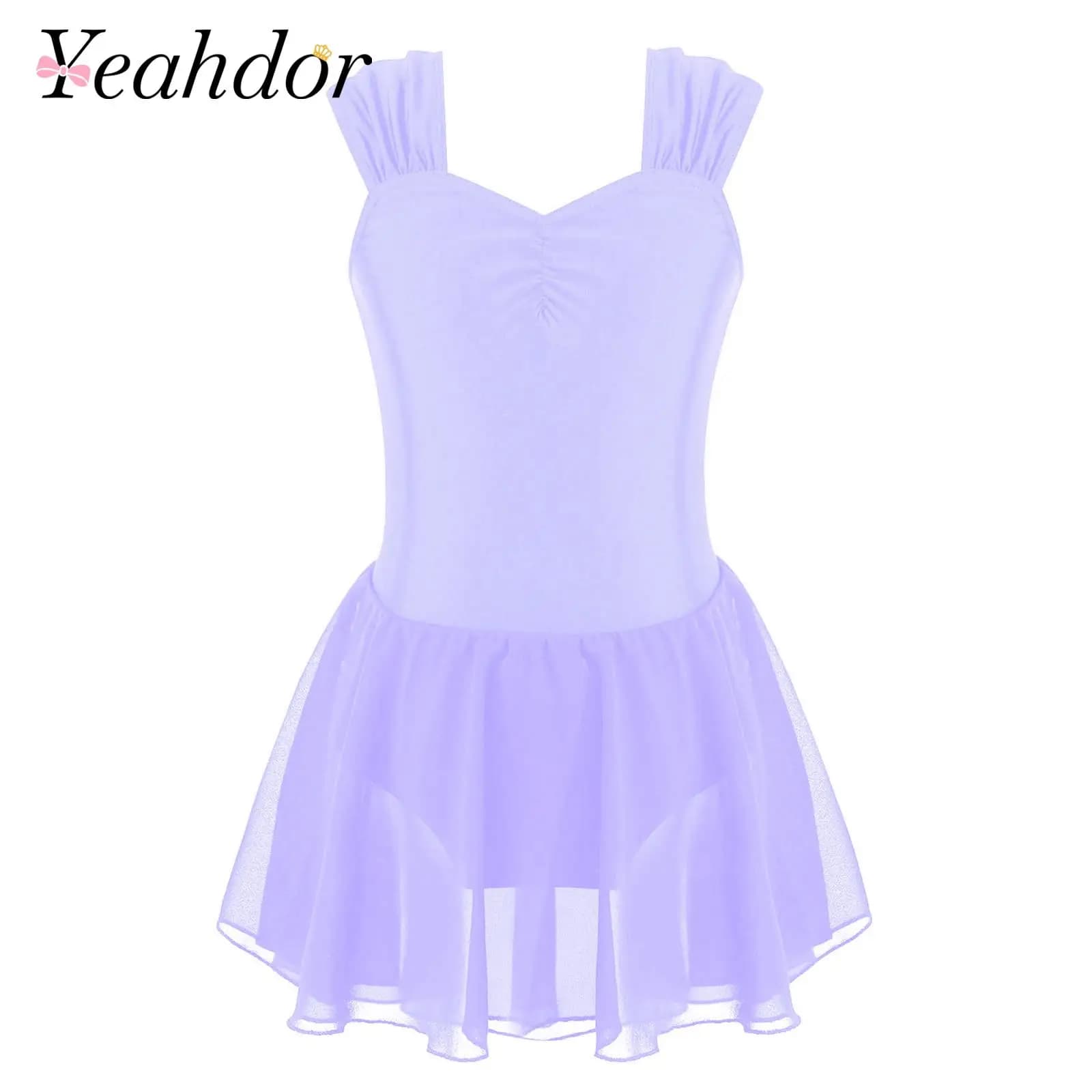 Vestito da pattinaggio di figura per ragazze Costume da ballo lirico Tutu Vestito da balletto Tinta unita Bambini Ballerina Vestito Body da ginnastica per bambini