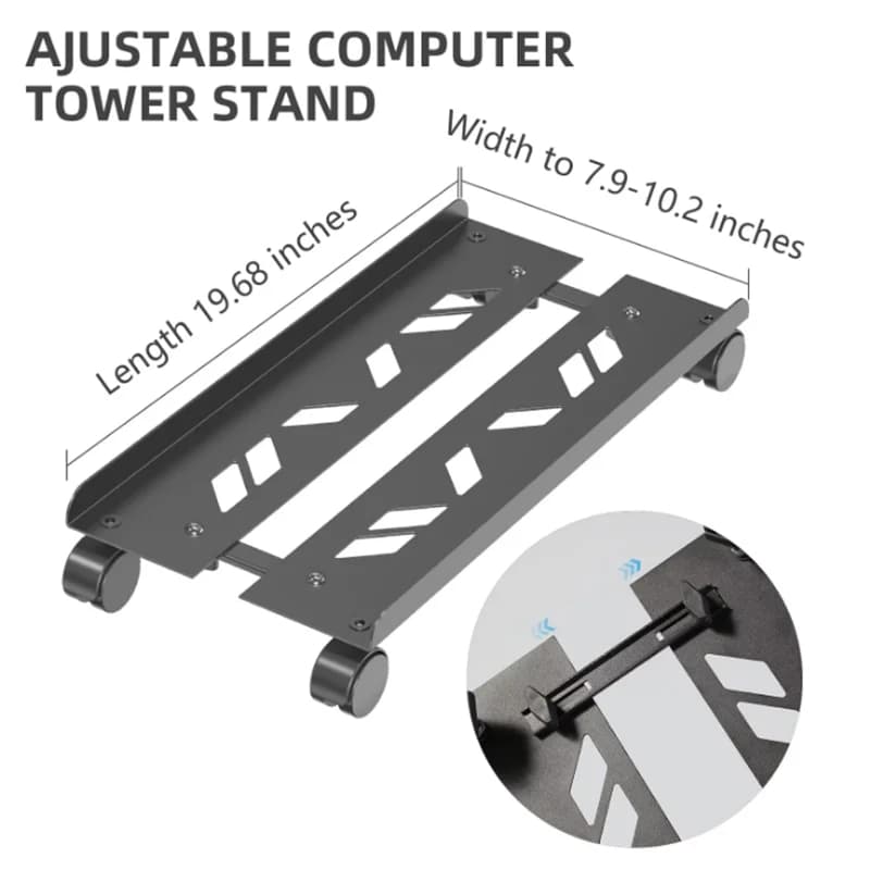 Computer Tower Stand Fits Most PC for Home Office,Mobile CPU Stand, Steel PC Tower Stand CPU Holder with Rolling Caster Wheels