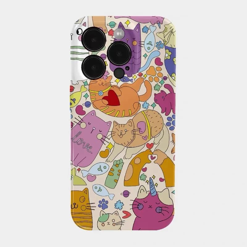 Custodia per telefono INS colorata Cat Garden per IPHONE 17 Air 16E 15 PROMAX 14 Plus 13 12 MINI 11 PRO 16Plus XR SE Cover per telefono in acrilico