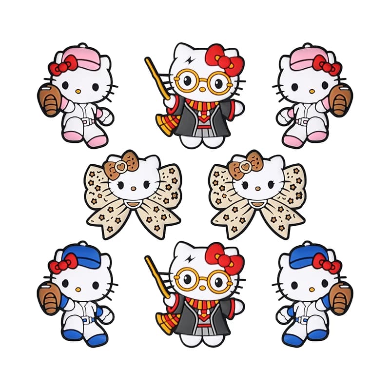 10 pezzi di perline focali in silicone Hello Kitty per catenelle portaciuccio fai da te, perline per penne, giocattoli e accessori per gioielli