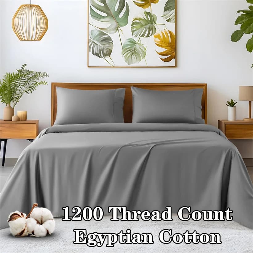 Luxury 100% Egyptian Cotton Flat Bed Sheets Hotel Home Bed Linen 1200 Thread Count Top Sheets Solid Bedsheet Ultra Soft 1 Piece