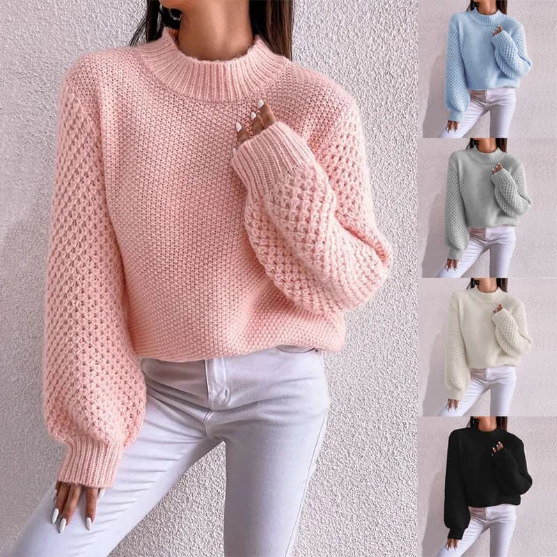 Maglione pullover da donna Top lavorato a maglia casual Scava fuori il maglione con colletto tondo Maglieria da donna da ufficio 2025 Top in maglia autunno inverno