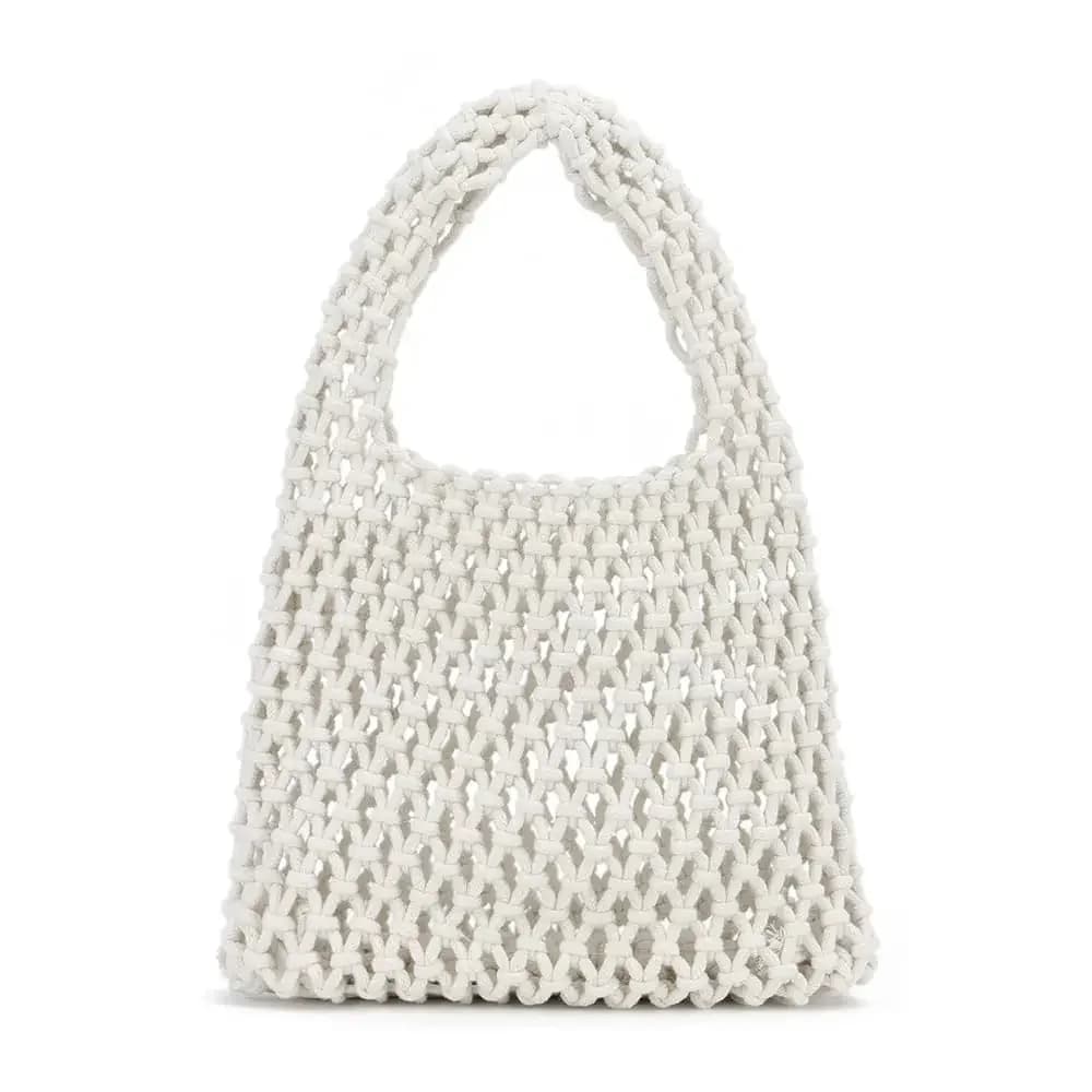 Piccola Borsa a Tracolla all'Uncinetto per Donne, Borse Estive in Rete Intrecciata, Borsa da Spiaggia Stile Hobo