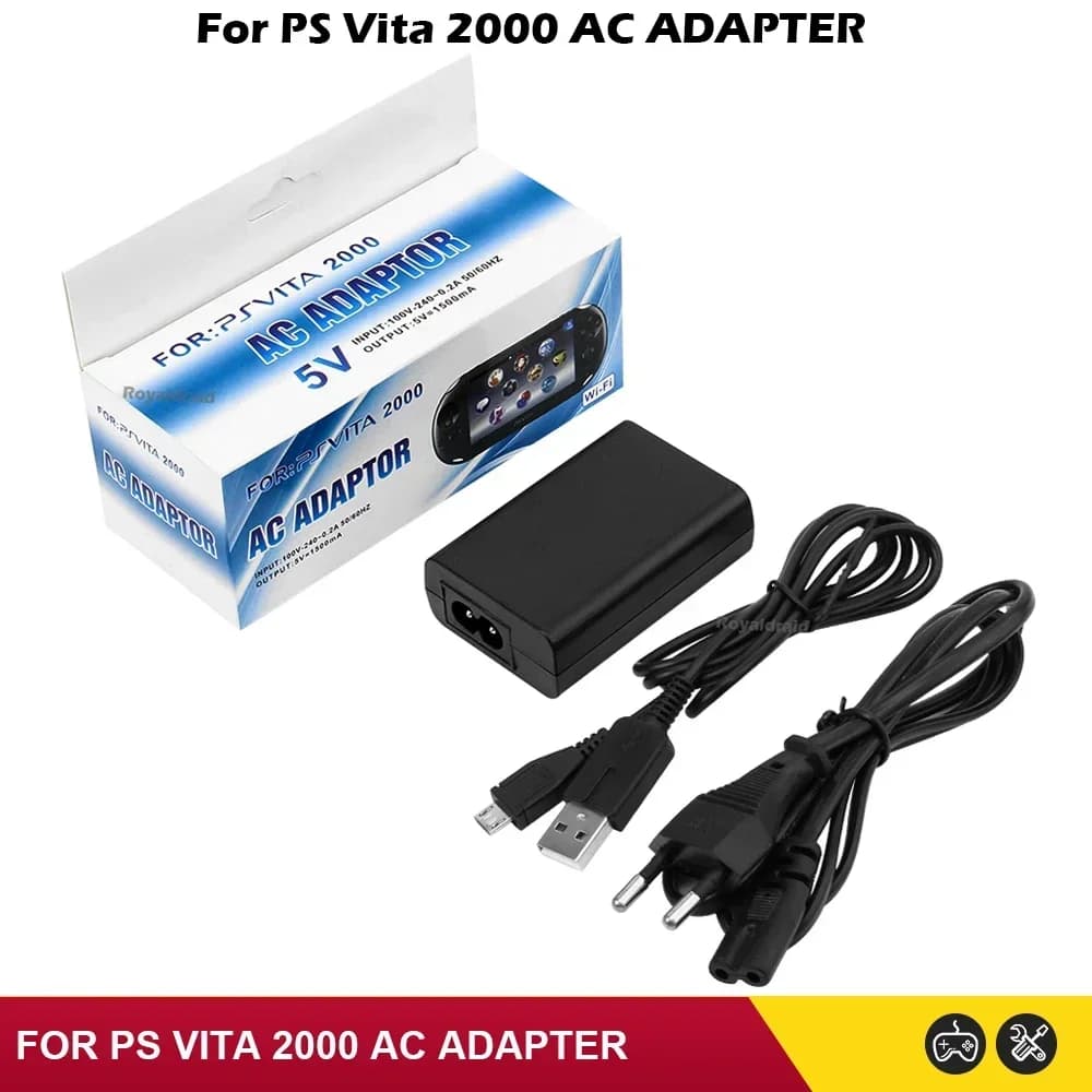 Caricabatterie domestico con spina EU/USA, alimentatore 5V AC, cavo di ricarica USB per Psvita Slim PS Vita 2000 PSV 2000