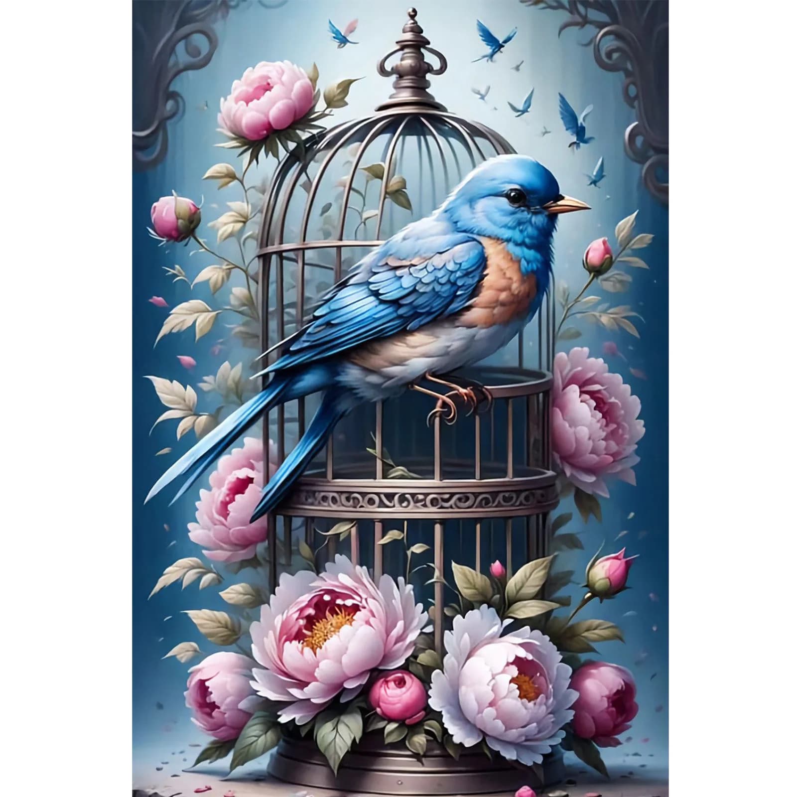 Kit per Pittura Diamante Rotondo di Grandi Dimensioni, Kit 5D con Diamanti Completi a Forma di Uccello, 40x60cm Grande Arte Fai-da-Te per Decorazione Casa