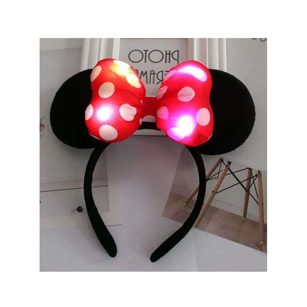 Minnie Mouse Ear LED Fascia a pois Arco luminoso Fascia per capelli Flash Luci per bambini Accessori per capelli Luci colorate Giocattoli