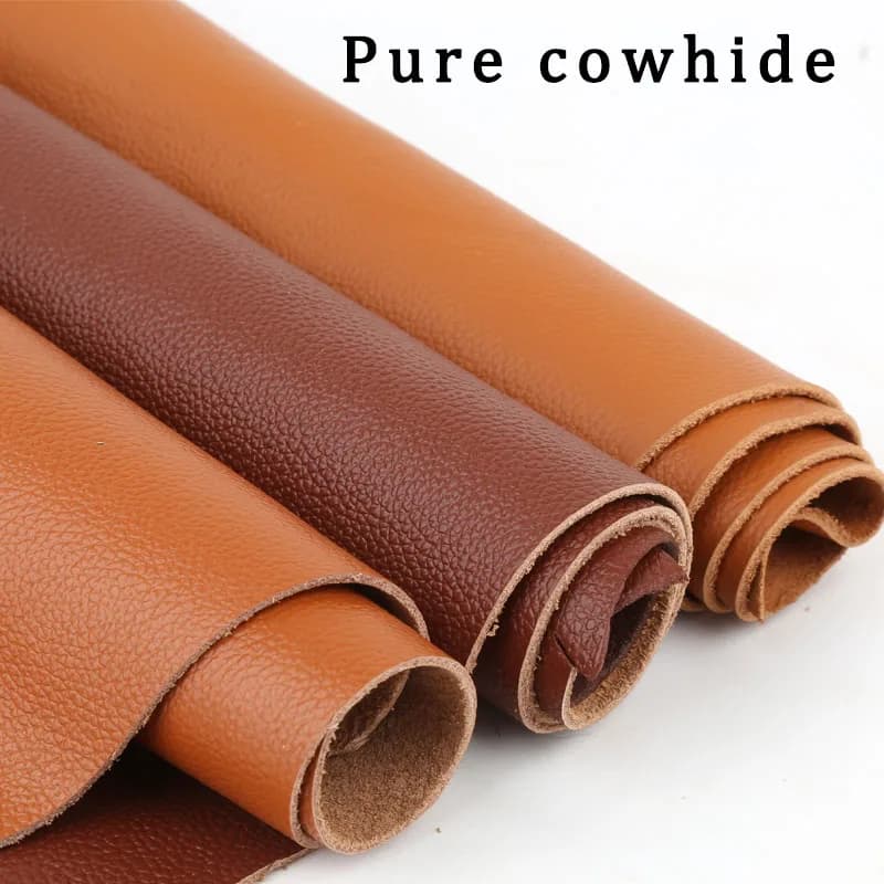 Strato superiore in pelle di vacchetta marrone vera pelle 1,5 mm di spessore materiale a grana fine modello litchi borsa in pelle fatta a mano leggermente rigida fai da te l