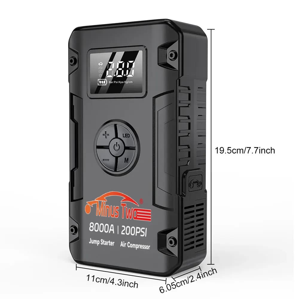 Avviatore d'Emergenza Portatile per Auto con Pompa d'Aria Integrata, Power Bank e Illuminazione LED per Veicoli