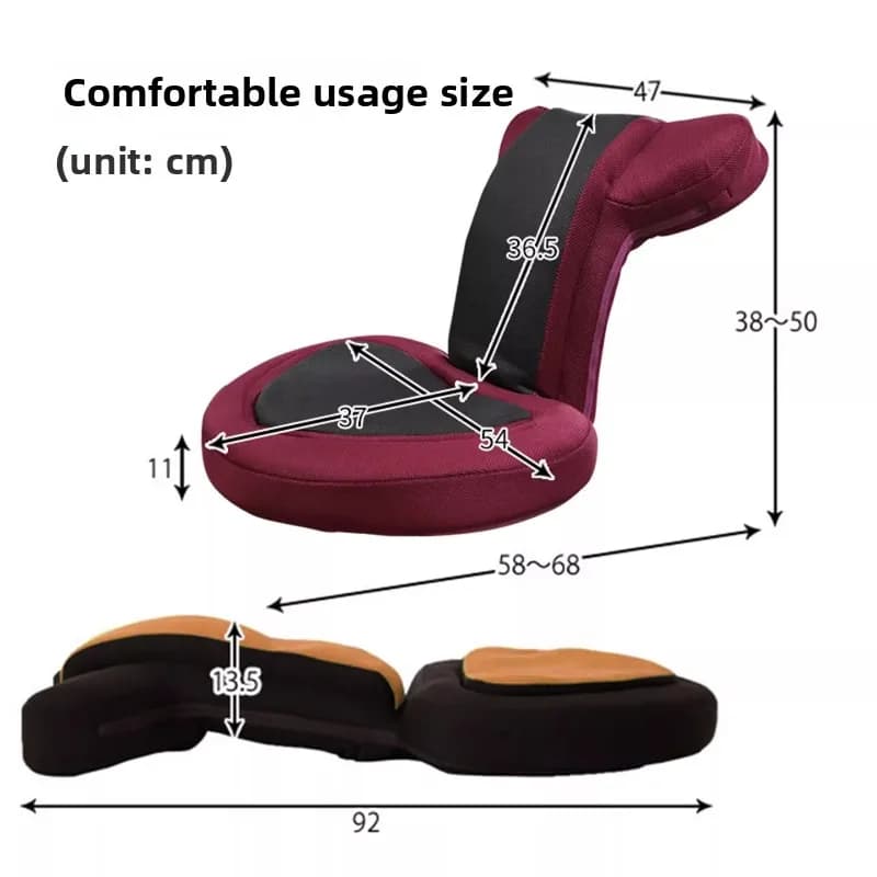 Sedia da Terra Giapponese, Seduta Ergonomica con Schienale per Letto e Tatami, Cuscino Confortevole per Lettura e Gaming, Sgabello Relax