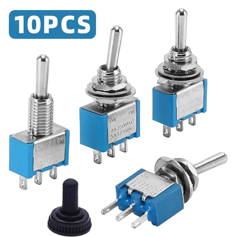 10 pieces miniature lever switch MTS-102/103/202/203 3 pin 6 pin ON-OFF-ON / ON-OFF waterproof plug