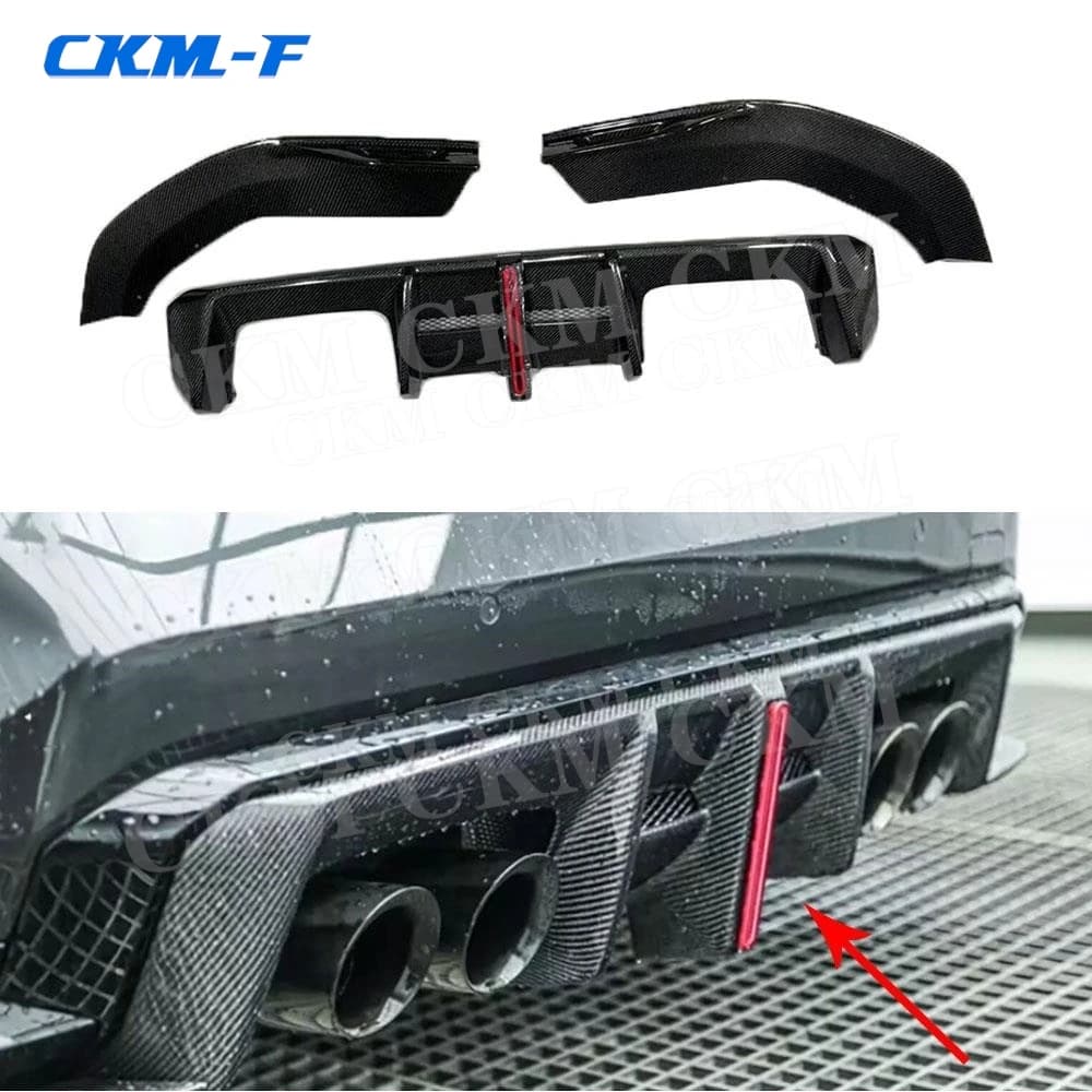 Carbon Fiber Rear Diffuser With Led Brake Car Bumper Styling Back Lip Guard Body kit for BMW G80 G82 G83 M3 M4 2021+