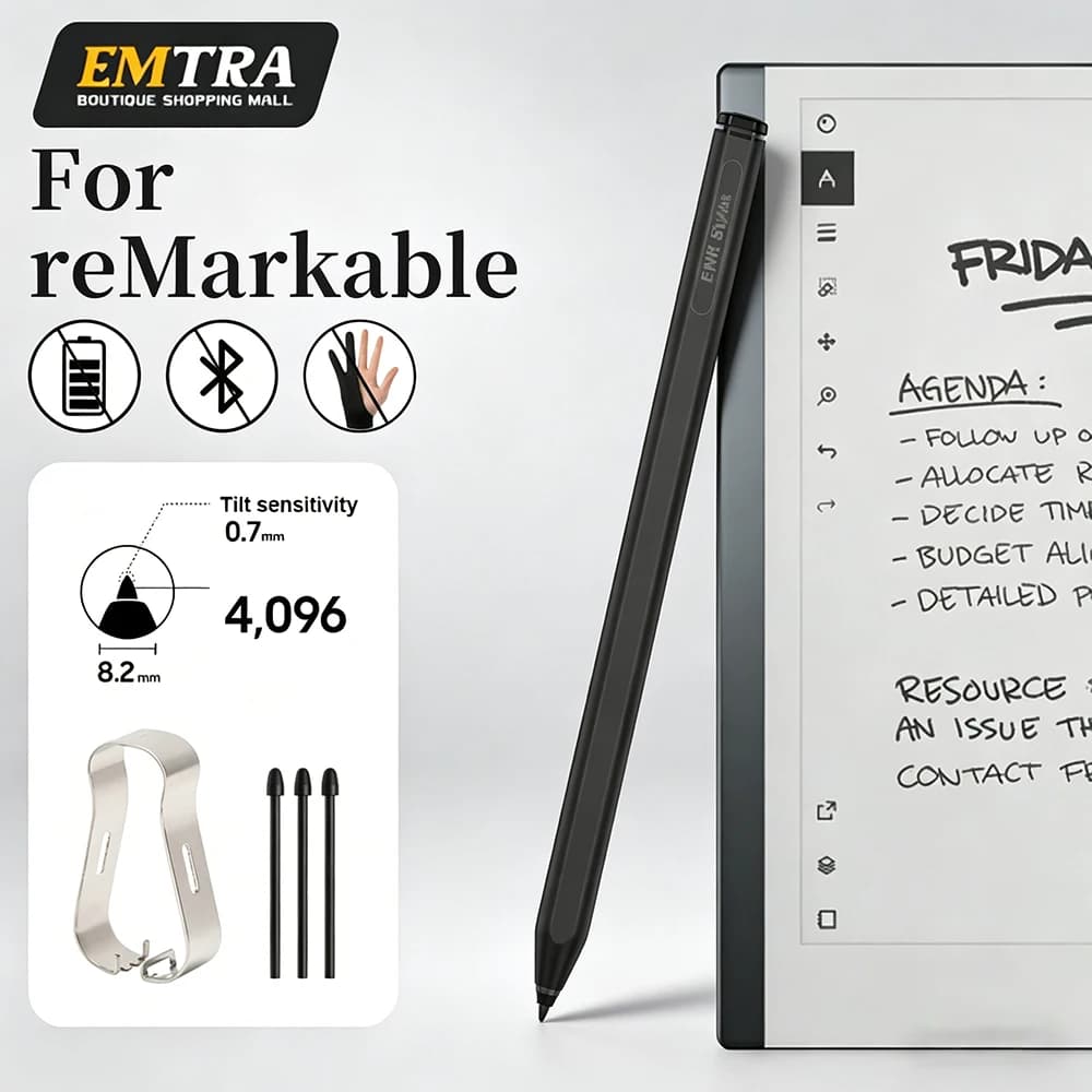 Penna EMR con 4096 livelli di pressione per reMarkable 2, stilo premium sensibile all'inclinazione con gomma e rifiuto del palmo per reMarkable Paper