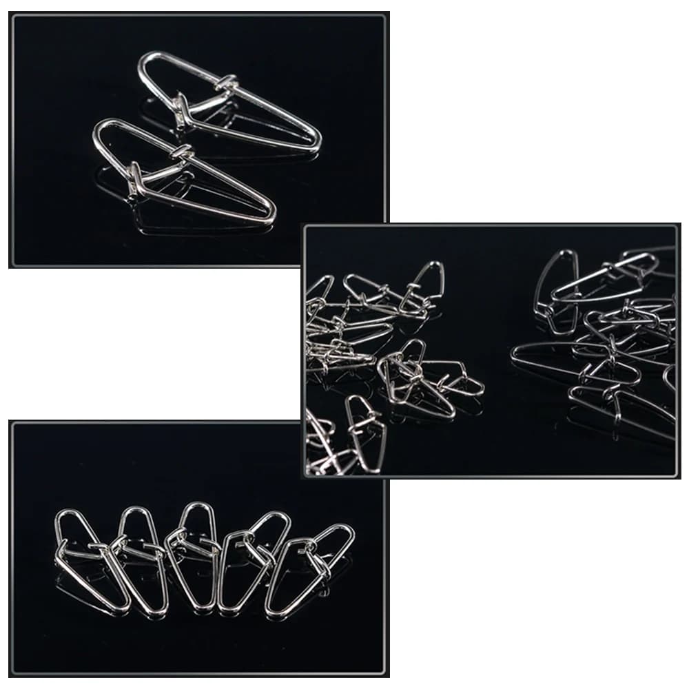 50 Pezzi Clip per Ami da Pesca, Connettori Rapidi per Esche, Accessori per Attrezzatura da Pesca in Acciaio Inossidabile
