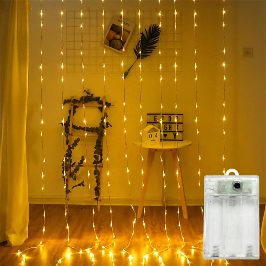 Luci a LED a tenda per feste, matrimoni, decorazioni da giardino, alimentate a batteria, per la casa, Eid Mubarak