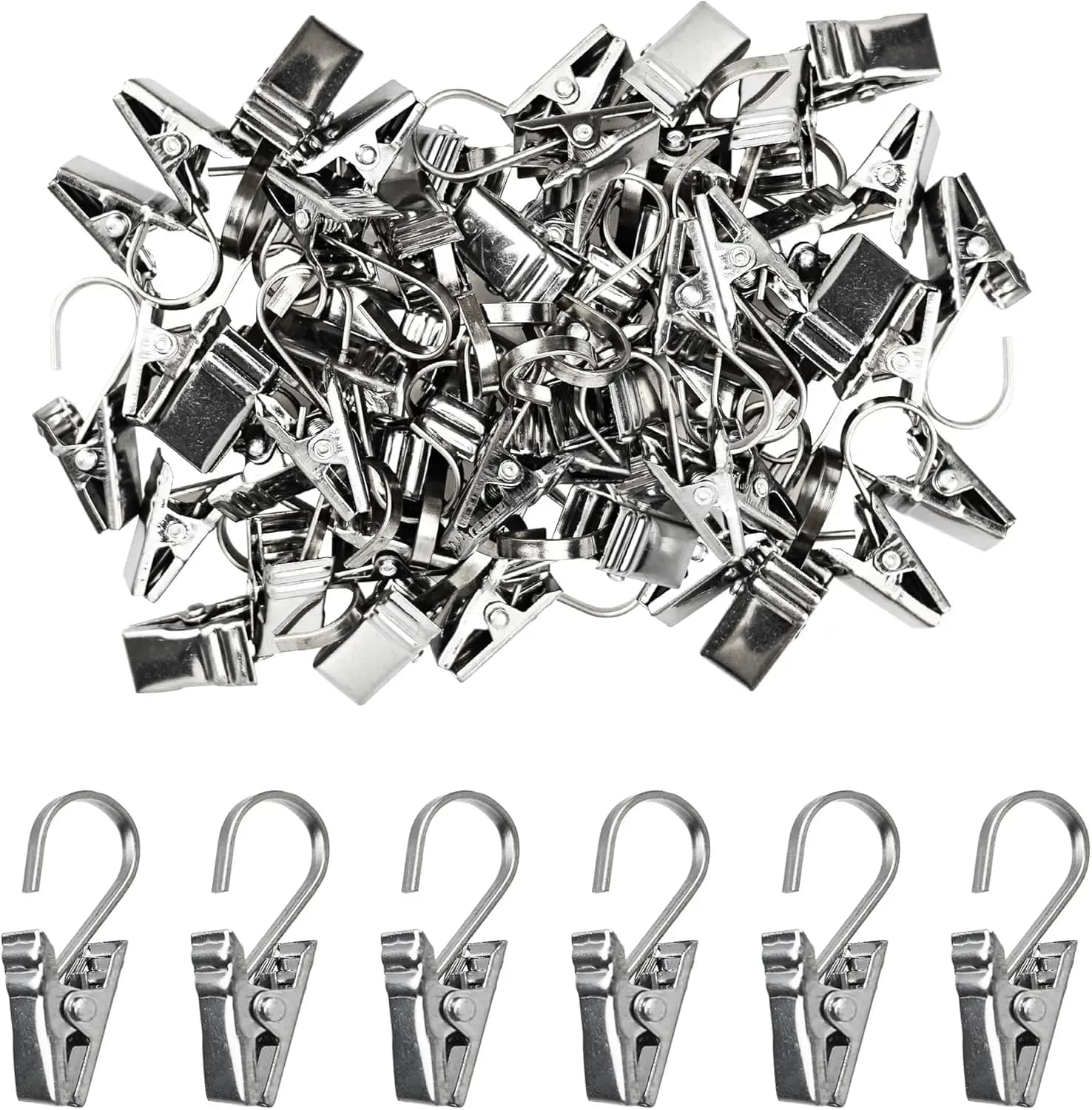10-50PCS Stainless Steel Curtain Hook Clips for Heavy-Duty Curtains and Shower Drapes Strong and Durable Clips for Window