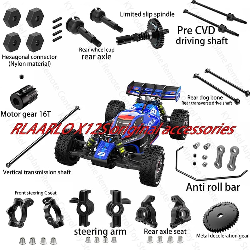 Rilalo X12s Accessori originali Braccio dello sterzo Albero di trasmissione Osso di cane Pre Cvd Mada Denti Adattatore per asse posteriore Barra antirollio