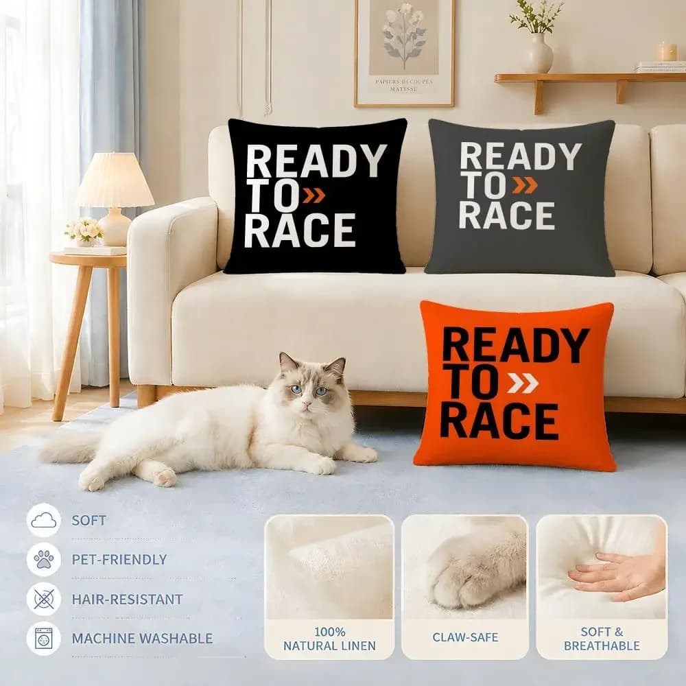Fodere per cuscini divano, adatte a gatti e cani, con logo del marchio Ready To RaceS, federe decorative per sedie 45x45 40x40