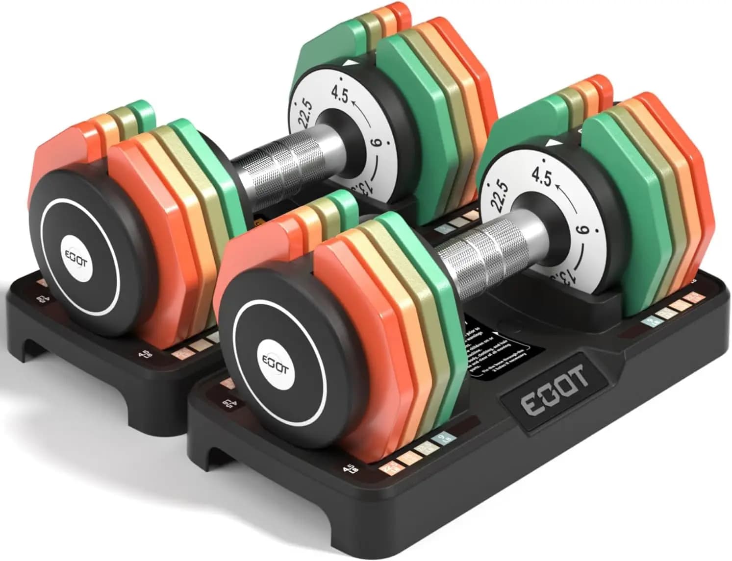 Set of Adjustable Manubris, 5-in-1 Free Weights with Anti-slip Grip and Colored Discs for Home Gym