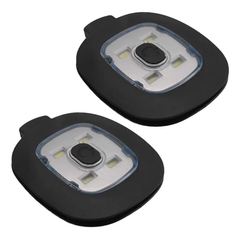 PORK-2Pcs Luce LED ricaricabile USB per berretto, luce per cappello fai-da-te con faro sostituibile per uomo e donna
