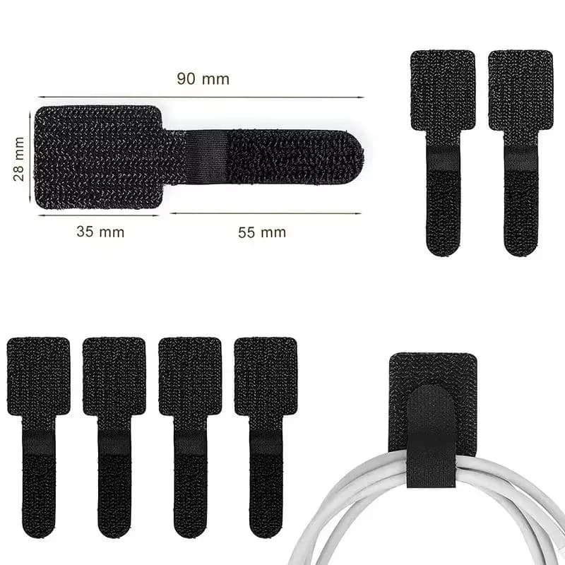 10 cinghie riutilizzabili per la gestione dei cavi, fascette in nylon, organizer con gancio e anello per cavi dati e USB, auricolari