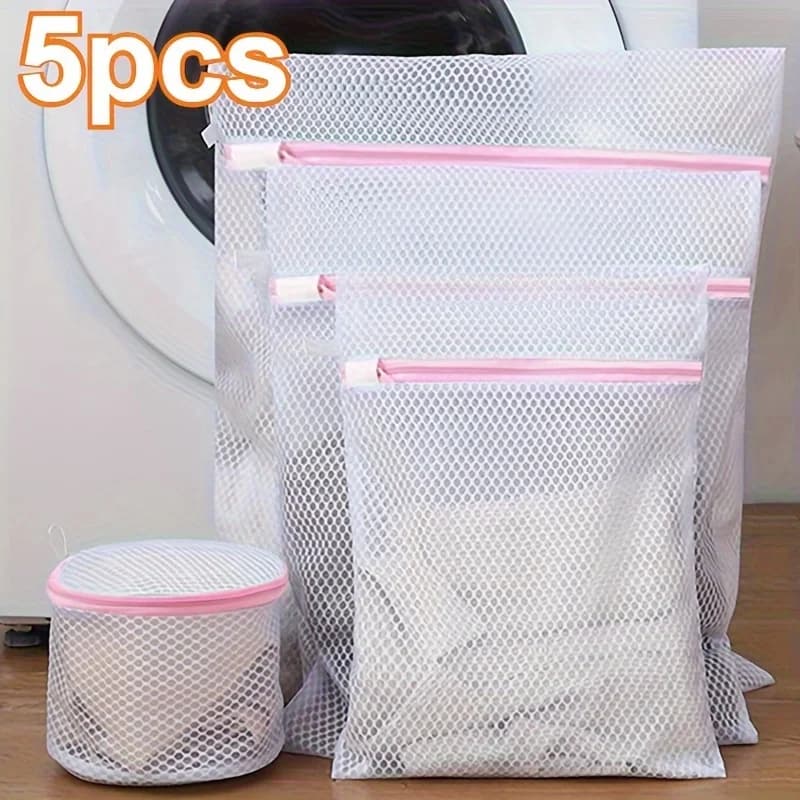 5 premium laundry net bags with hinges: durable polyester, protective bags and easy to use for delicate and delicate underwear