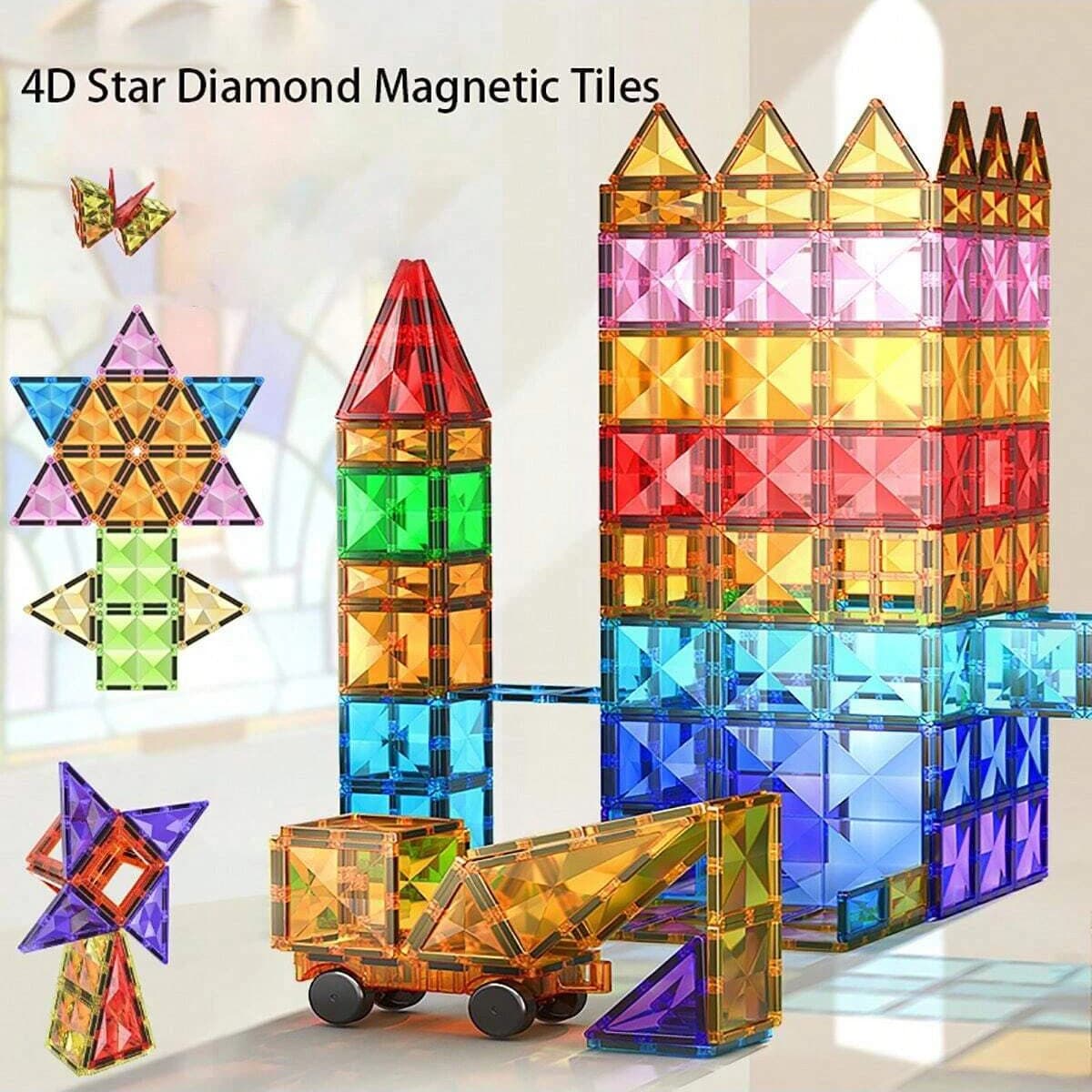 Set di blocchi magnetici di grandi dimensioni, set di piastrelle magnetiche, giocattoli per ragazze e ragazzi, giocattoli sensoriali per bambini piccoli, giocattoli STEM per bambini dai 3 anni in su