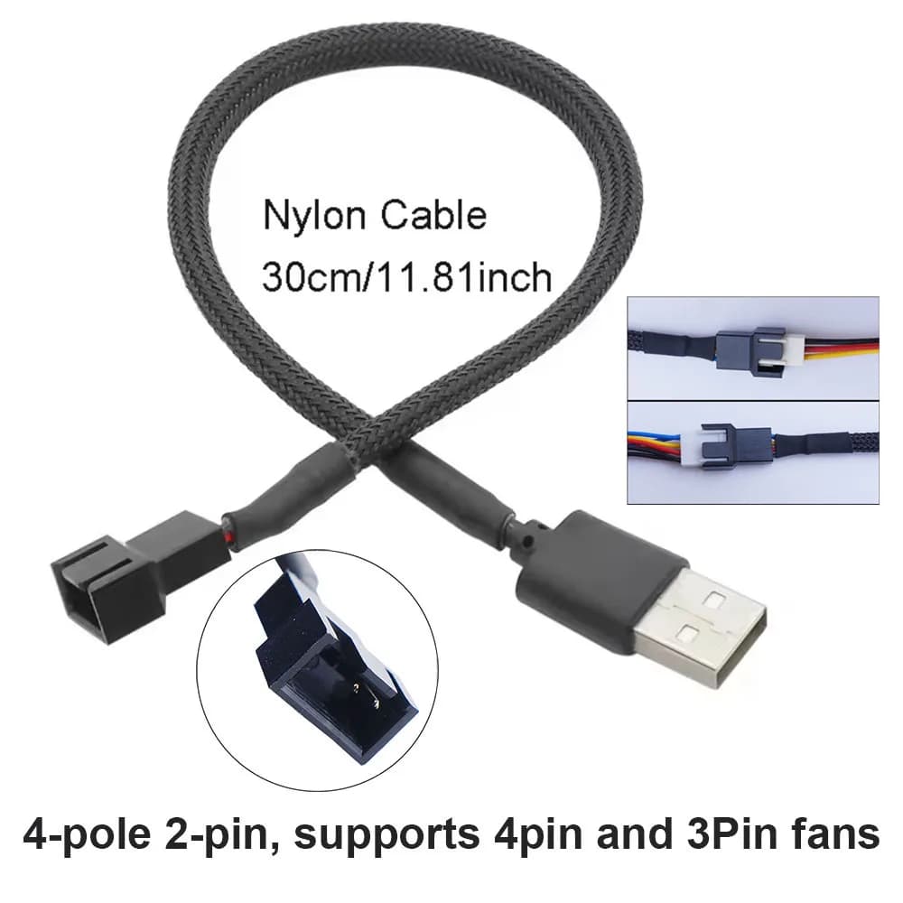 Adattatore di conversione da USB a 3 PIN da 5 V Ventola della CPU Collegare il cavo Computer PC Case Alimentatore CPU Estendi la linea 30 cm con cavo interruttore