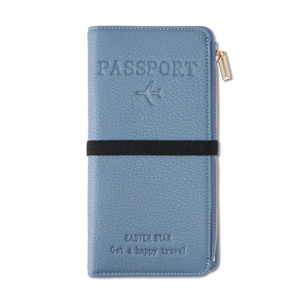Porta Passaporto in Pelle PU Antifurto con Cerniera, Borsa Porta Documenti e Certificati, Clip Multifunzionale per Check-in Aereo